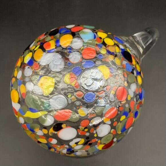 Murano Venetian White Crystal Confetti Studio Art Glass Mug Hand Blown Italy New - Picture 9 of 13